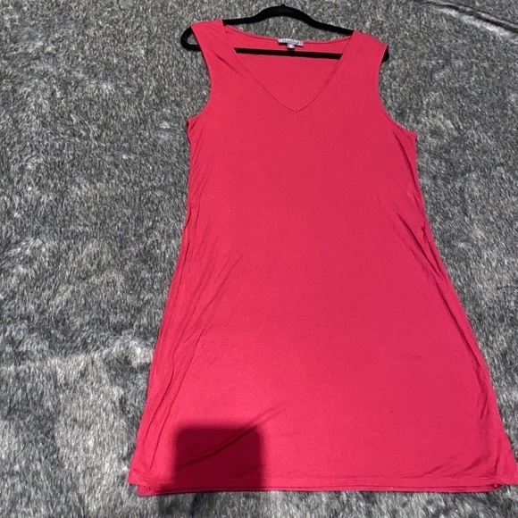 High line burgundy long V neck sleeve less casual blouse dress  M - Picture 12 of 15